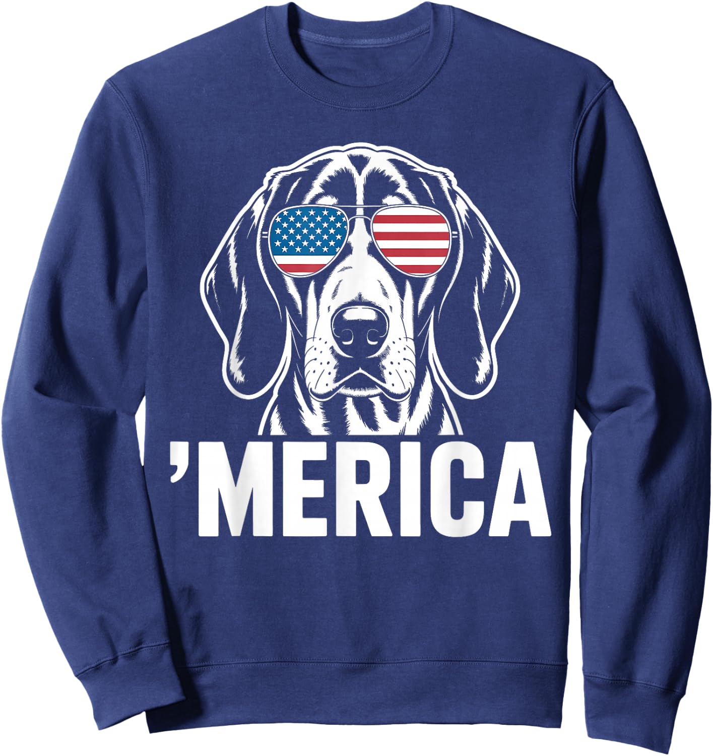 Patriotic American Flag 4th of July Treeing Walker Coonhound Sweatshirt - Sweatshirt | Navy