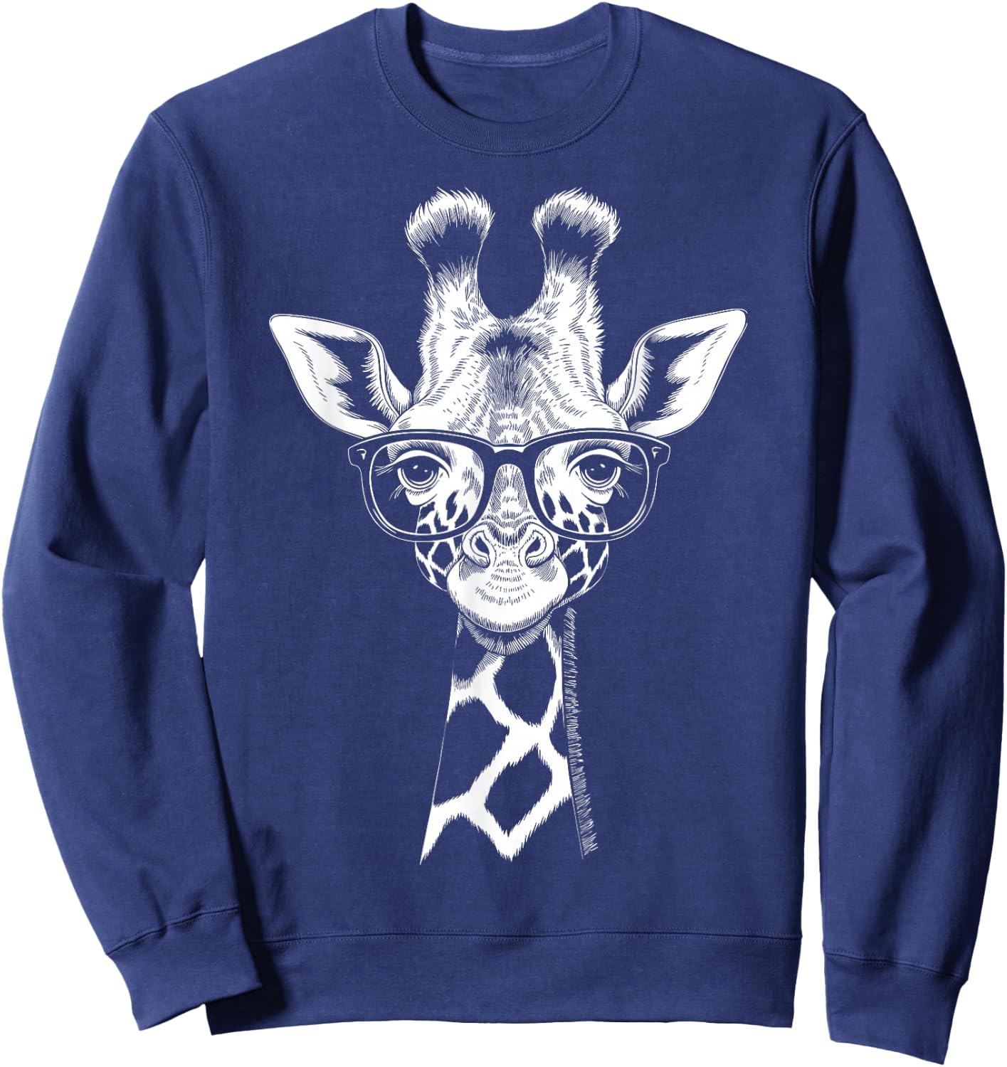 Cool Giraffe Graphic Casual Summer Funny Cute Animal Lover Sweatshirt - Sweatshirt | Navy