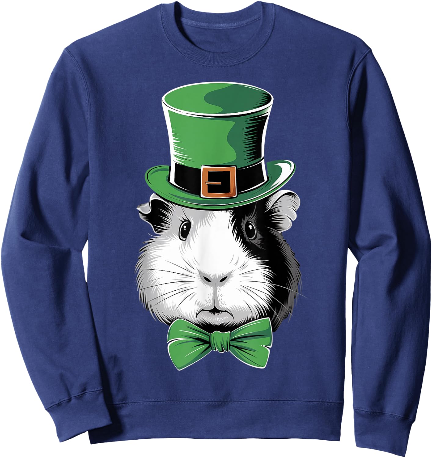 Green Guinea pig shamrock on St Patricks Day Guinea pig Sweatshirt - Sweatshirt | Navy