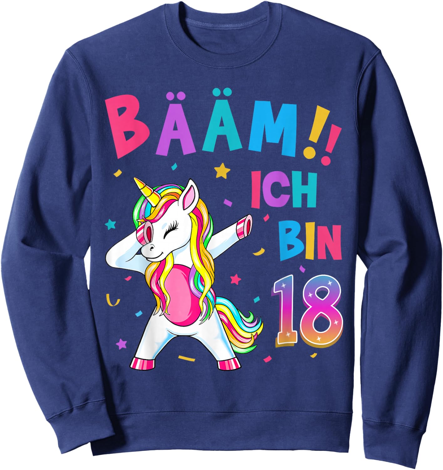 18th Birthday Girl 18 Years Dancing Funny Unicorn Sweatshirt - Sweatshirt | Navy