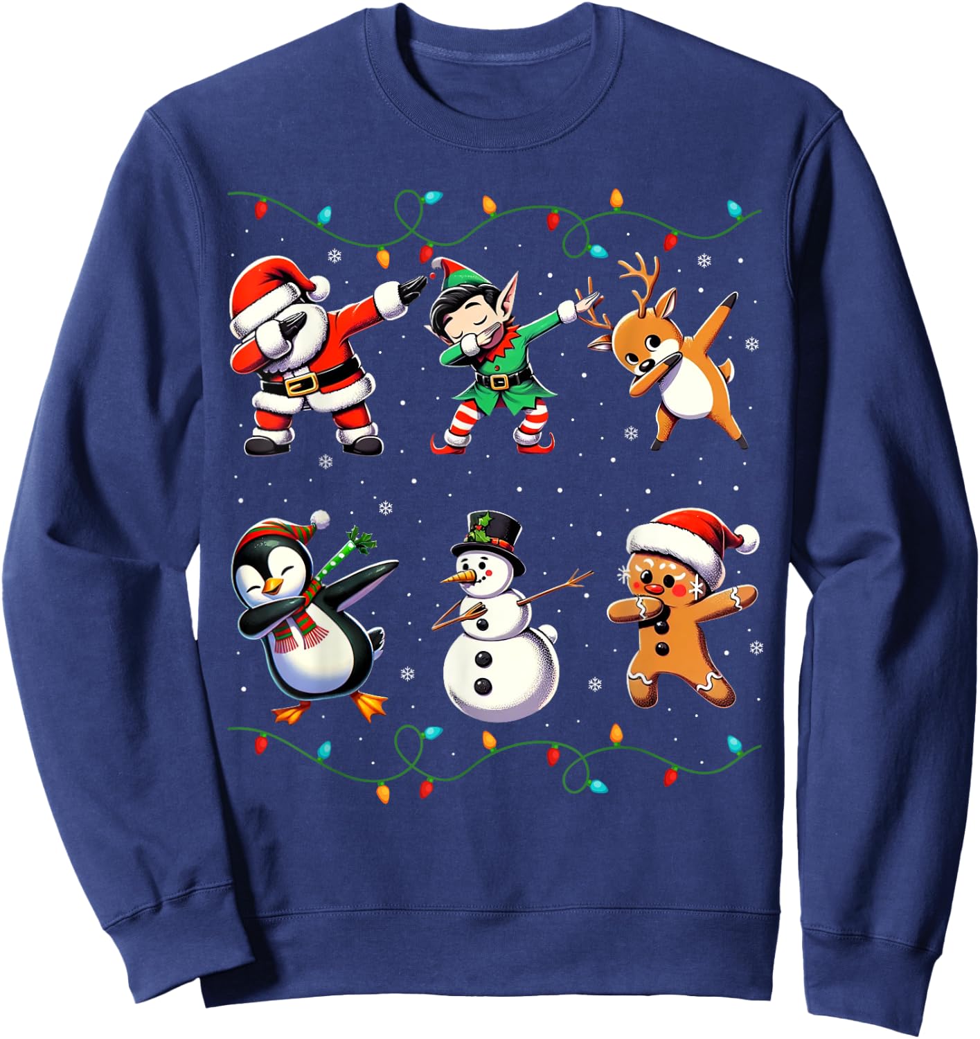 Dabbing Santa Xmas Lights Gifts Kids Girls Boys Christmas Sweatshirt - Sweatshirt | Navy