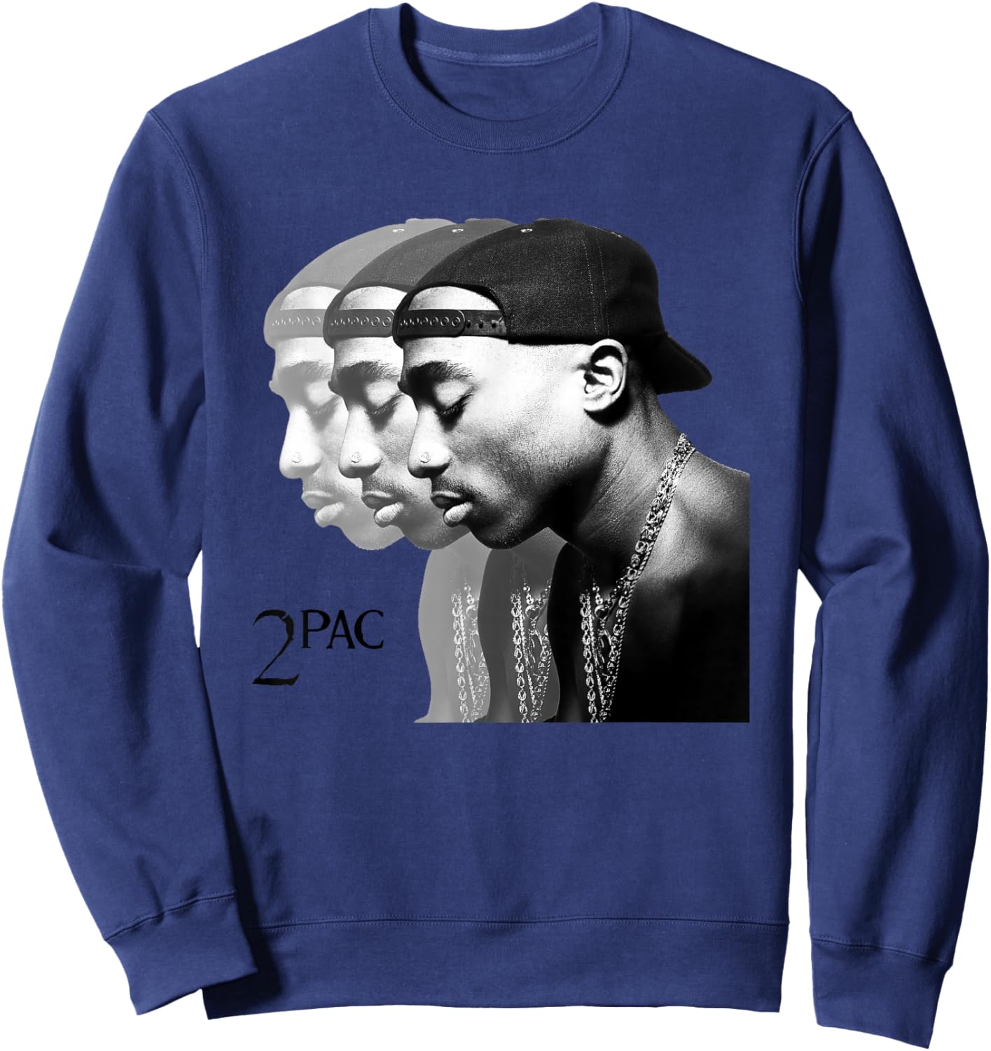 Tupac Shakur , Erwachsene, Musikfans, , Kurzarm, , Blau, S Sweatshirt - Sweatshirt | Navy