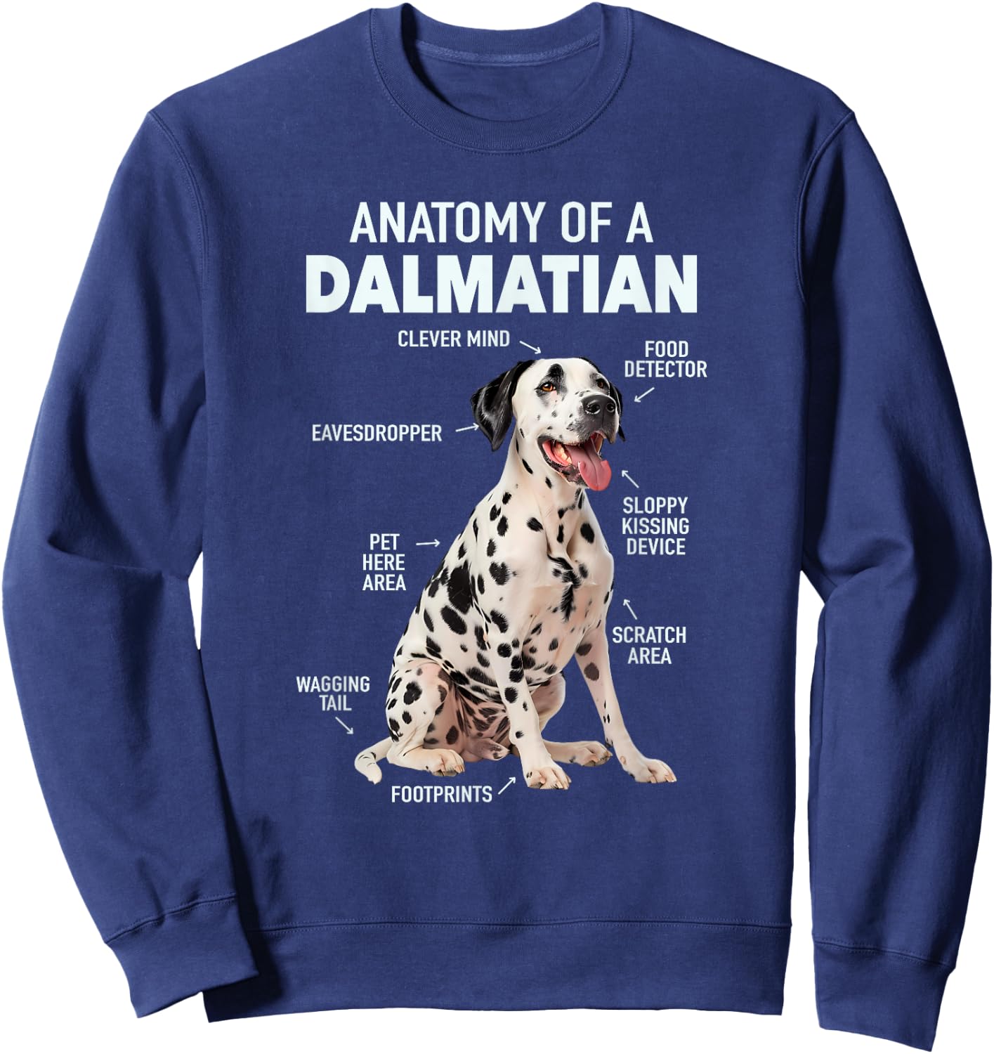 Anatomy Of A Dalmatian , Small, Black Sweatshirt - Sweatshirt | Navy