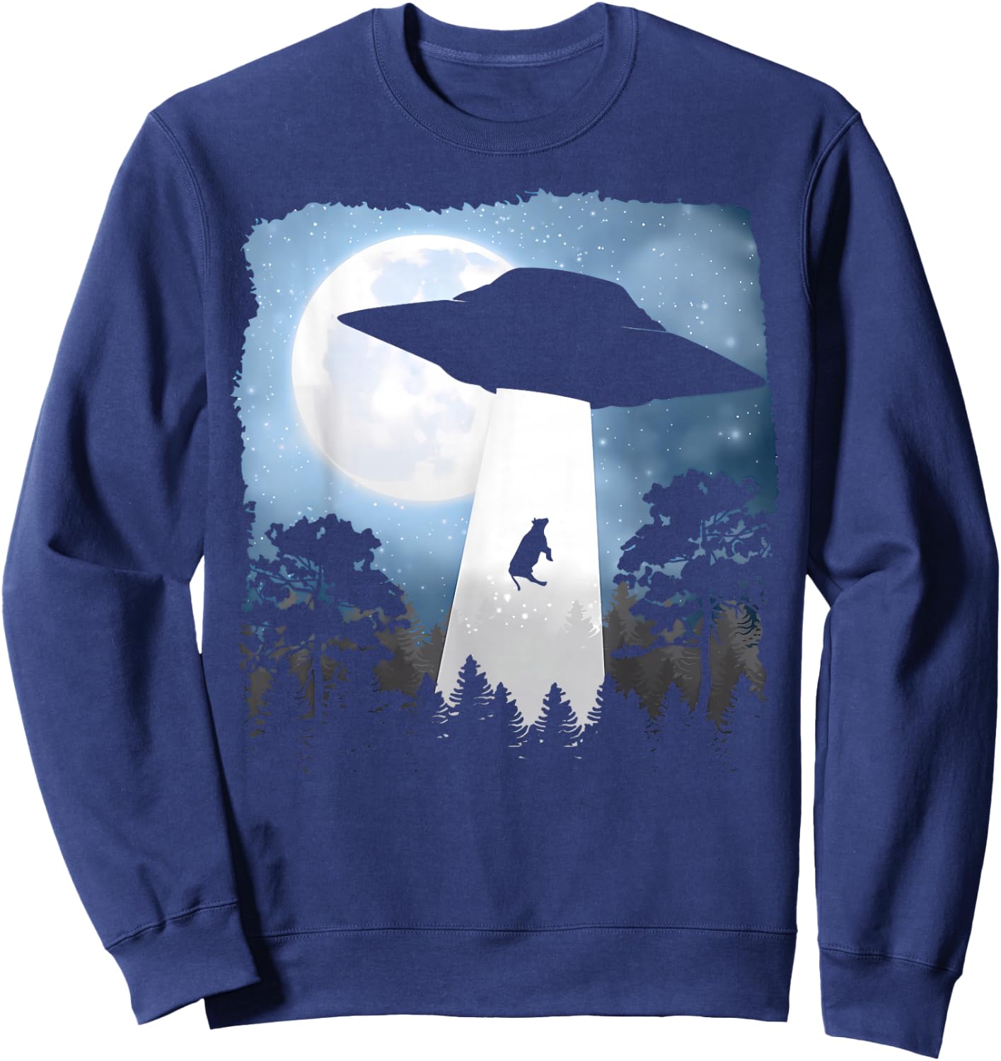 UFO Cow Abduction Funny Sci Fi Alien Space Sweatshirt - Sweatshirt | Navy