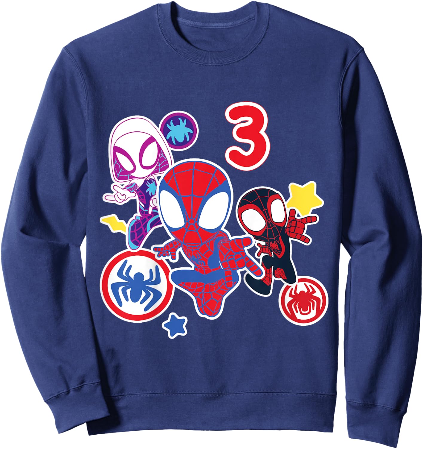 Kinder Marvel Spidey and His Amazing Friends 3 Year Old Birthday Sweatshirt - Sweatshirt | Navy