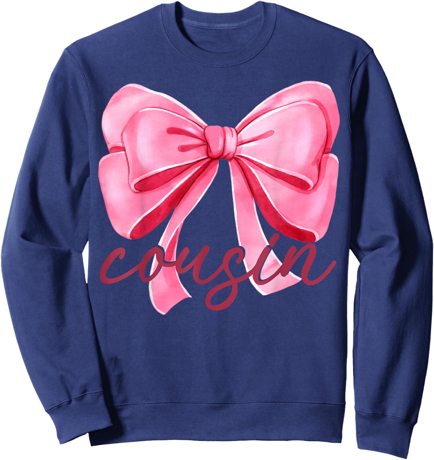 Cousin Pink Bow Birthday Baby Shower Family Pink Ribbon Sweatshirt - Sweatshirt | Navy