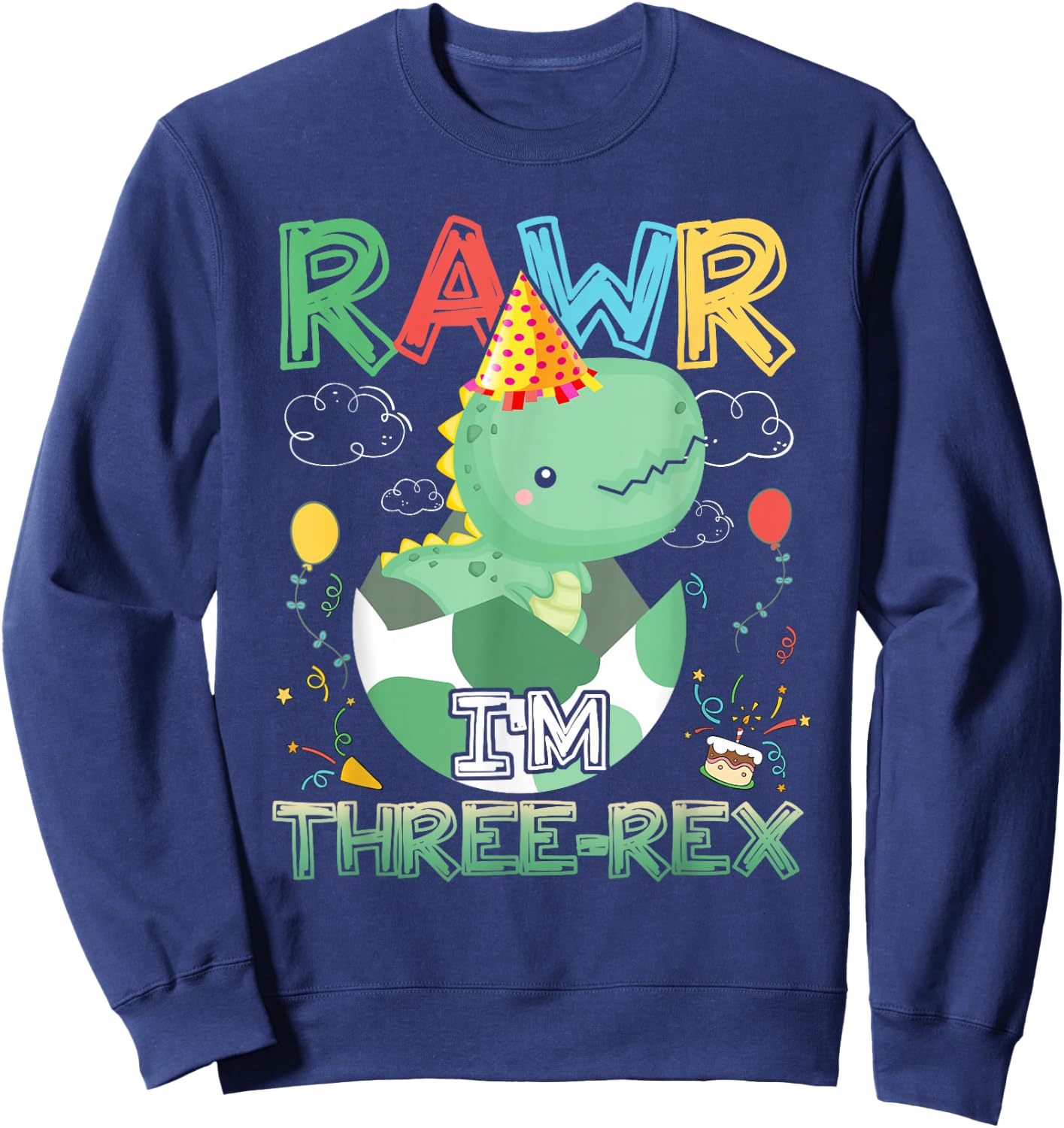 Kids Rawr I'm Three-Rex 3. Geburtstag 3 Jahre alter Dinosaurier Sweatshirt - Sweatshirt | Navy