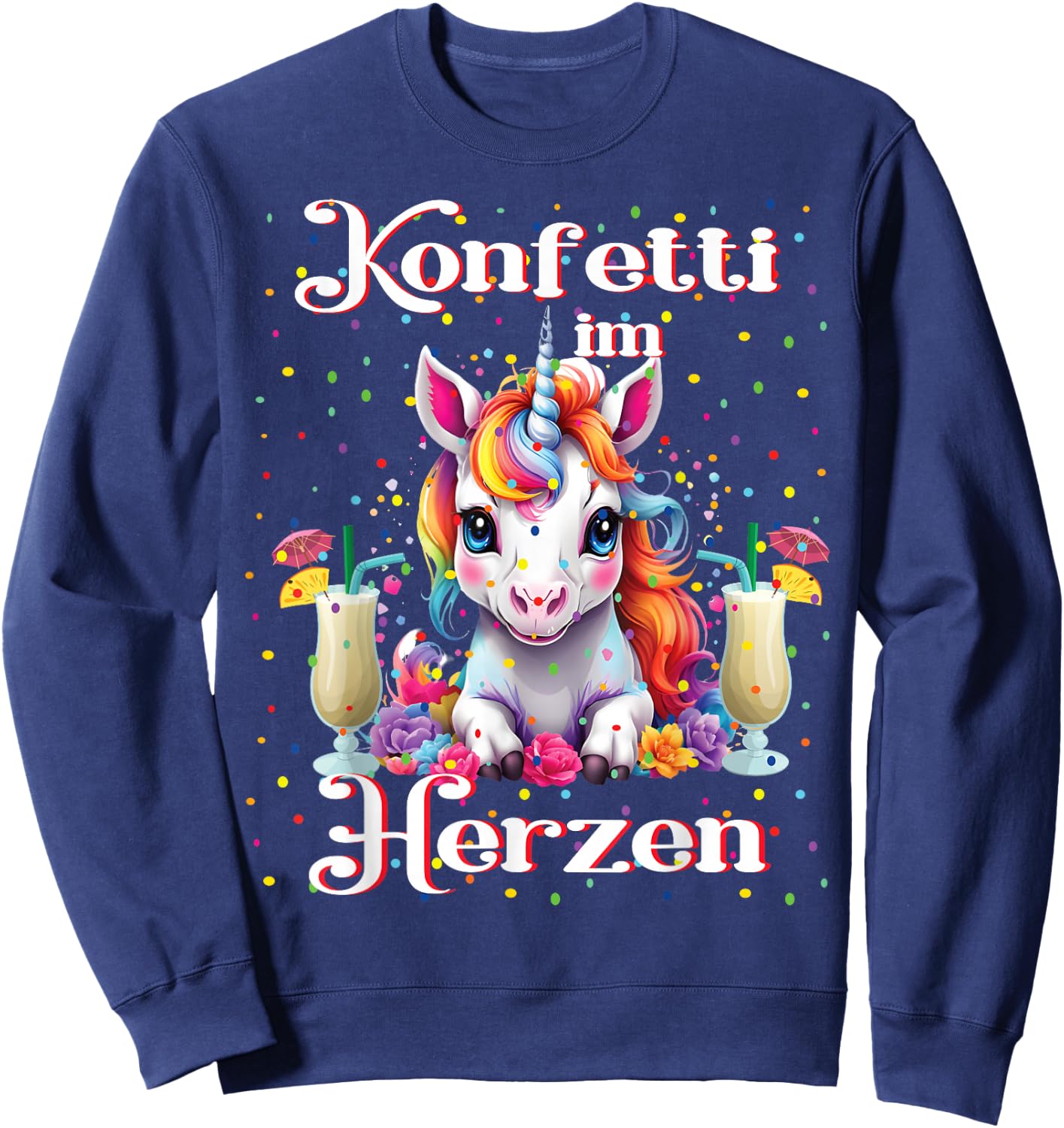 Unicorn Confetti in Heart Costume Carnival Costume Fancy Dress , black Sweatshirt - Sweatshirt | Navy