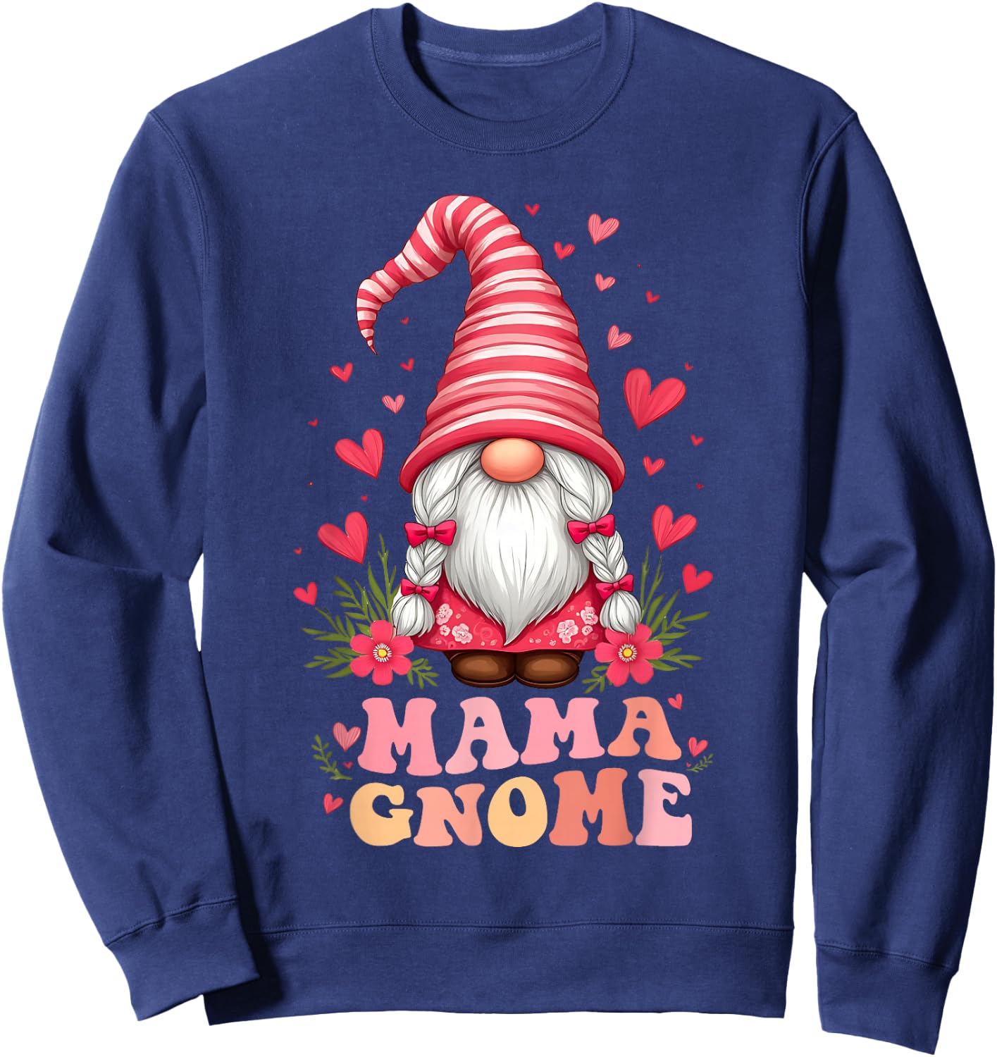 Mama Gnome Mother's Day Cute Floral Gnome Mom Grandma Wife Sweatshirt - Sweatshirt | Navy