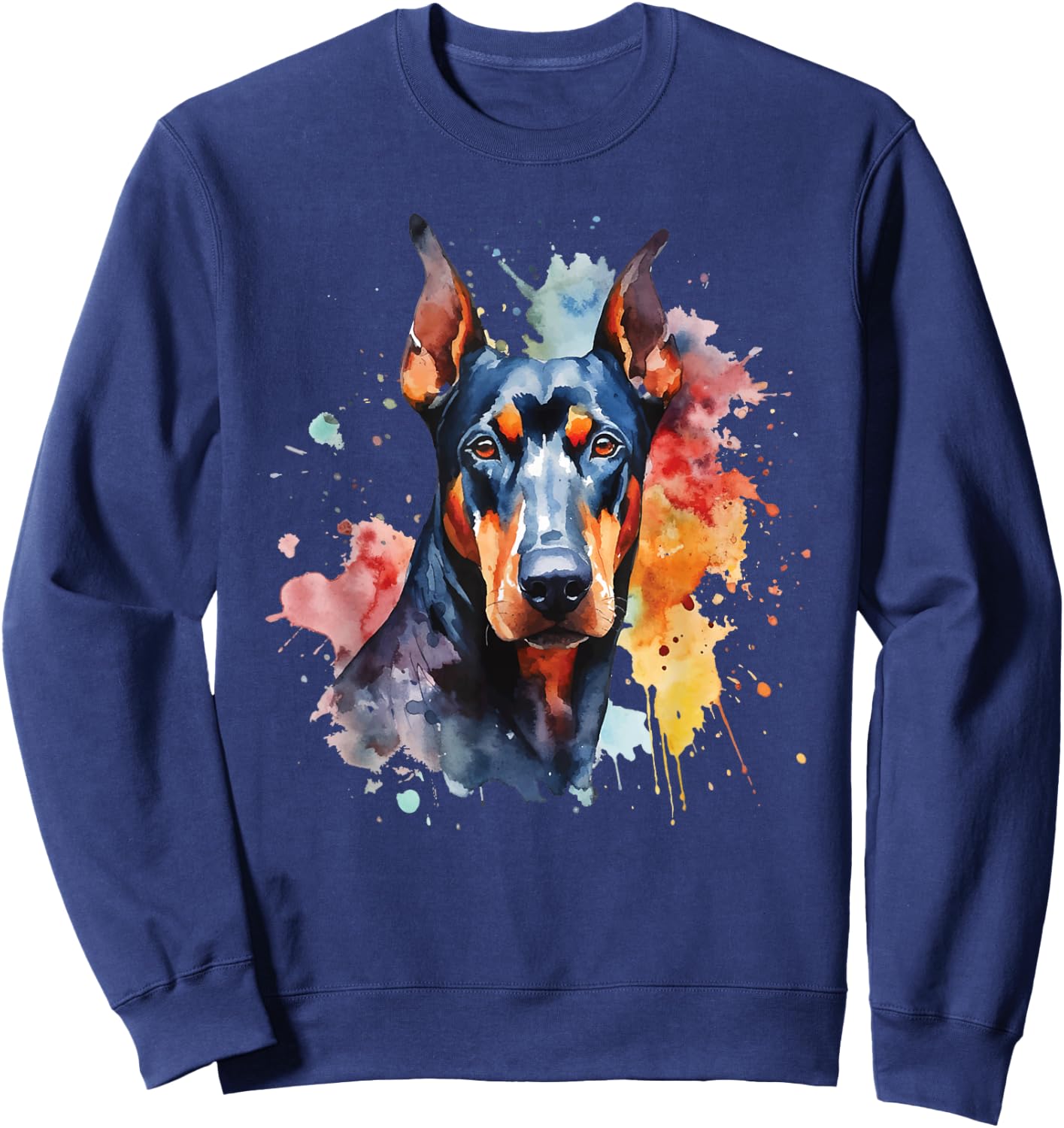 Doberman Pinscher Portrait - Dog Lover Pet Canine Lover Sweatshirt - Sweatshirt | Navy