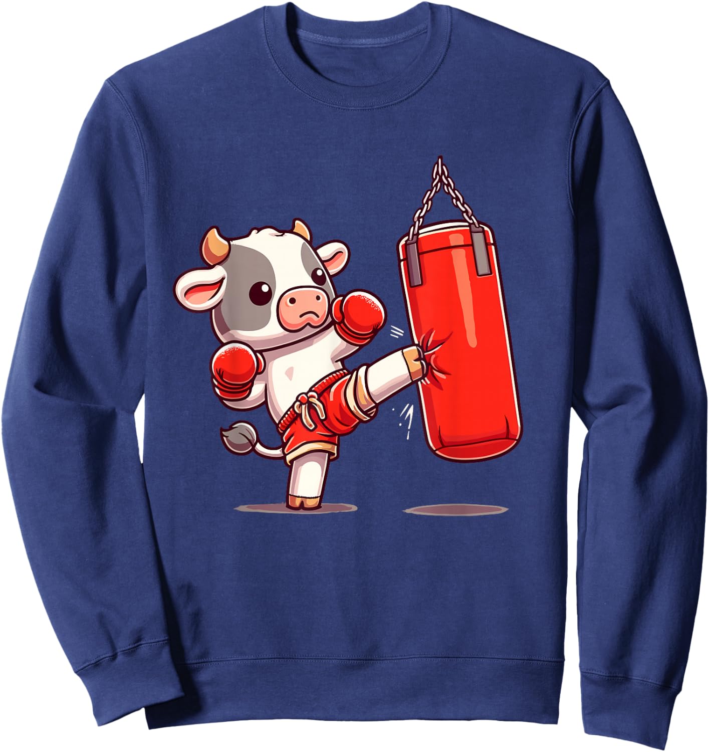 Muay Thai | Thai Boxing For Kids, Muay Thai Cow & Kickboxing Sweatshirt - Sweatshirt | Navy