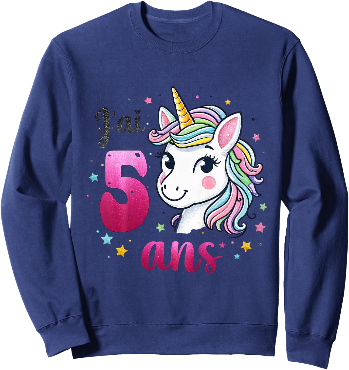 Children's Unicorn Girls I Have 5 Years Gift 5th Birthday , white, 2 Sweatshirt - Sweatshirt | Navy