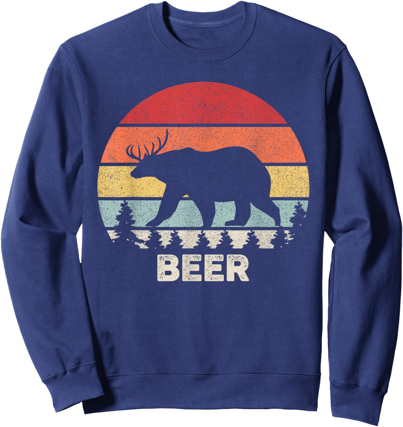 Retro Bear Deer Shirt Animal Lover Gifts Funny Beer Vintage Sweatshirt - Sweatshirt | Navy
