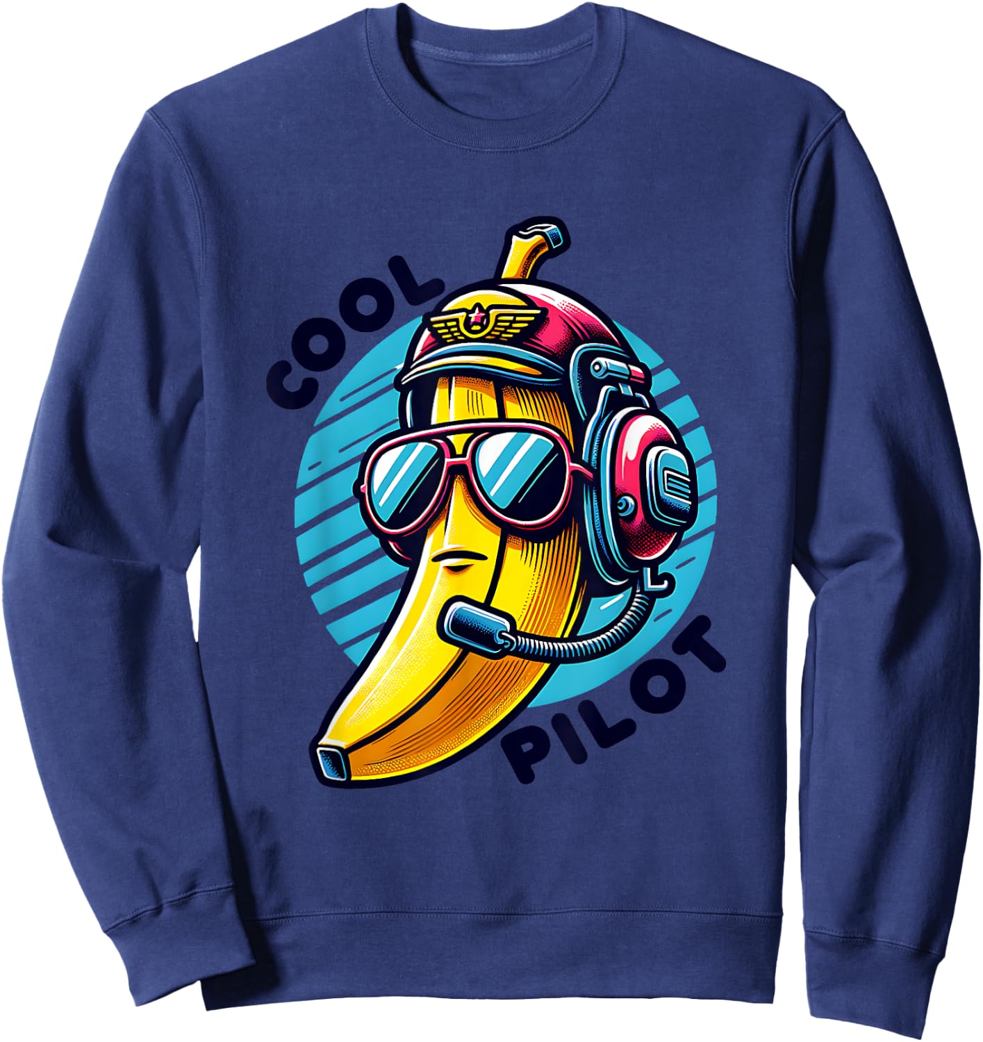 Cool Pilot Funny Banana Aviator Style Sweatshirt - Sweatshirt | Navy