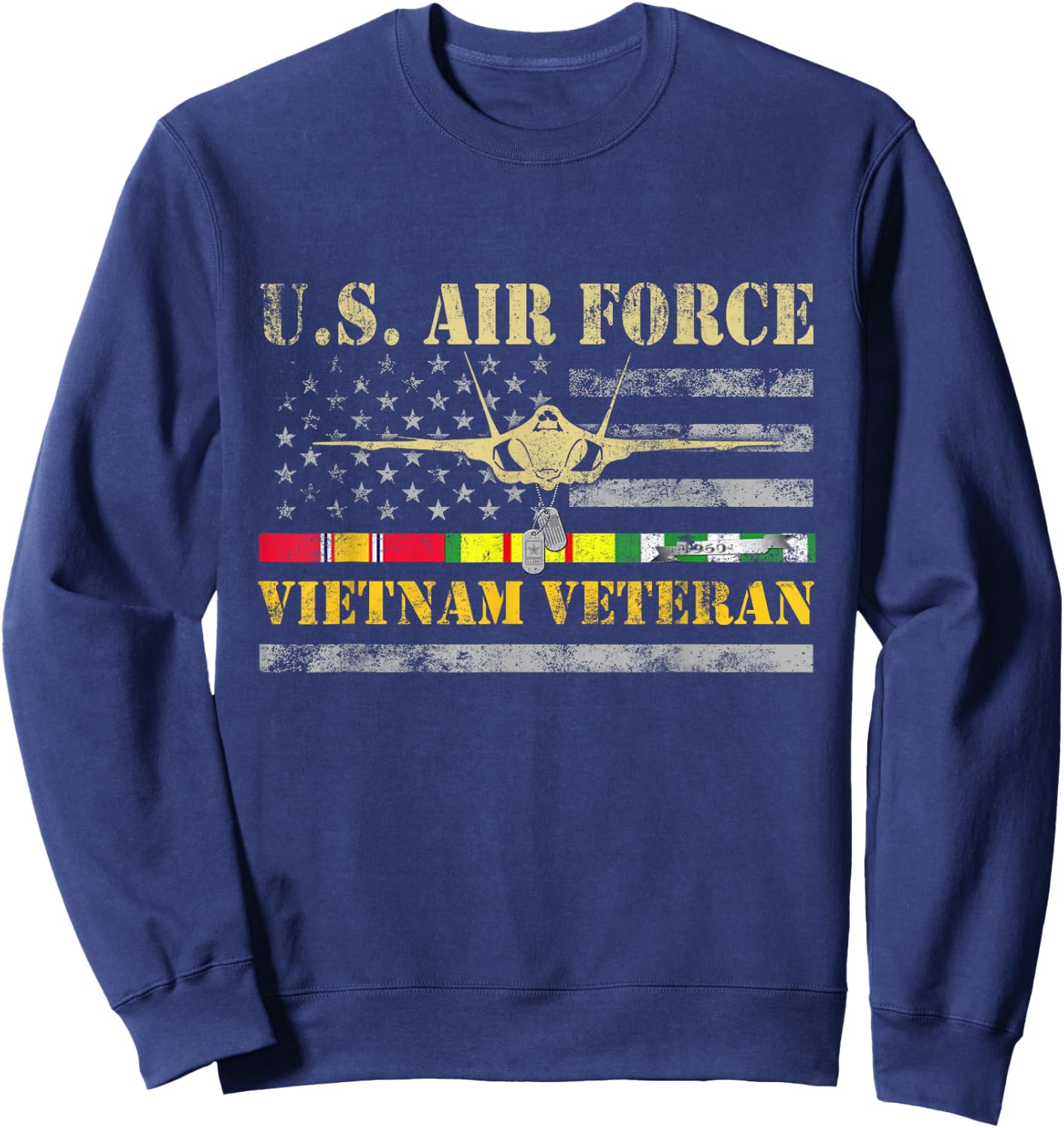 U.S Air Force Vietnam Veteran Shirt USAF Veteran Flag Gift Sweatshirt - Sweatshirt | Navy