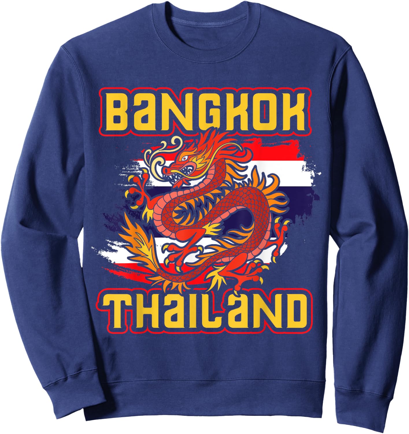 Bangkok Thai Flag Asia Dragon Thailand Sweatshirt - Sweatshirt | Navy