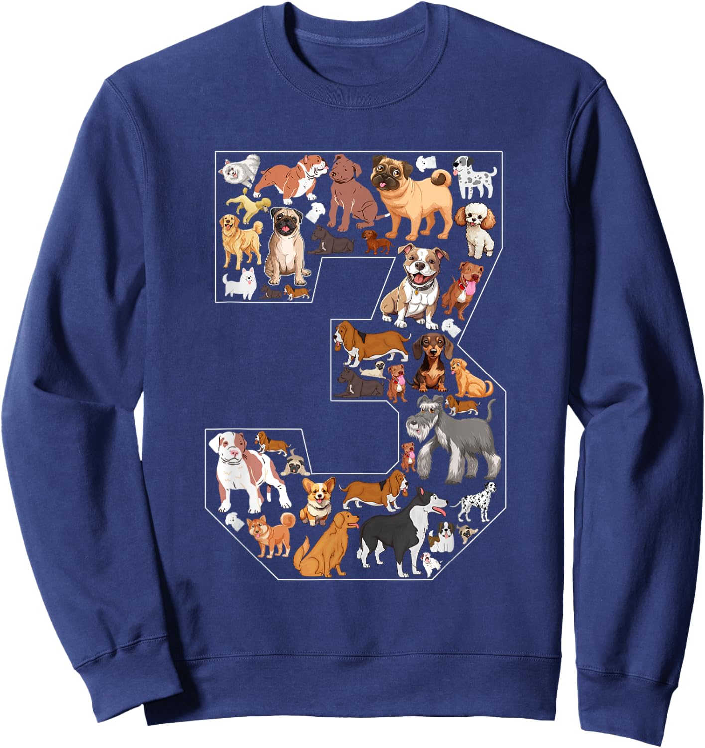 3rd Birthday Dog Lovers 3 Year Old Boys Girls Party Sweatshirt - Sweatshirt | Navy