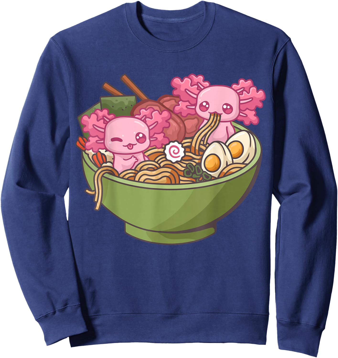 Axolotl Ramen Bowl Kawaii Anime Sweatshirt - Sweatshirt | Navy