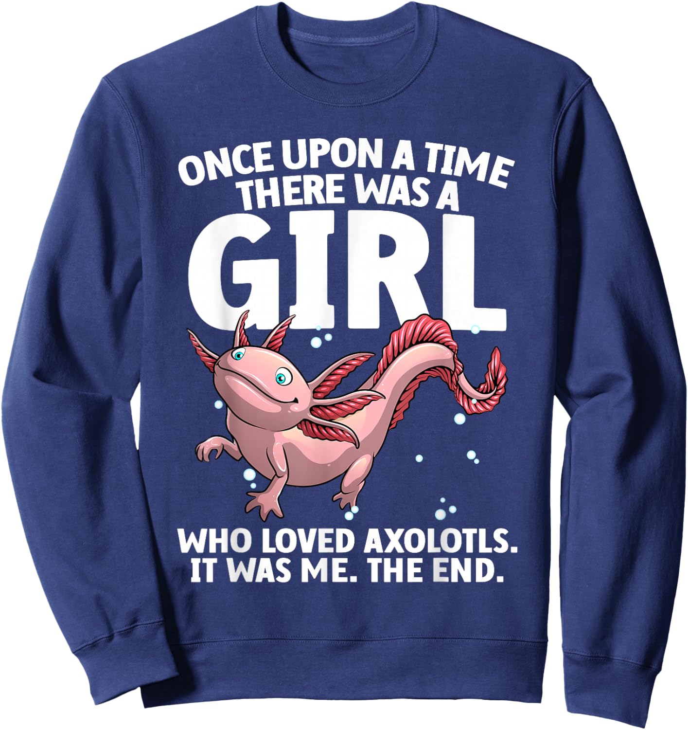 Cool Axolotl Art Girls Salamander Axolotl Lover Sweatshirt - Sweatshirt | Navy