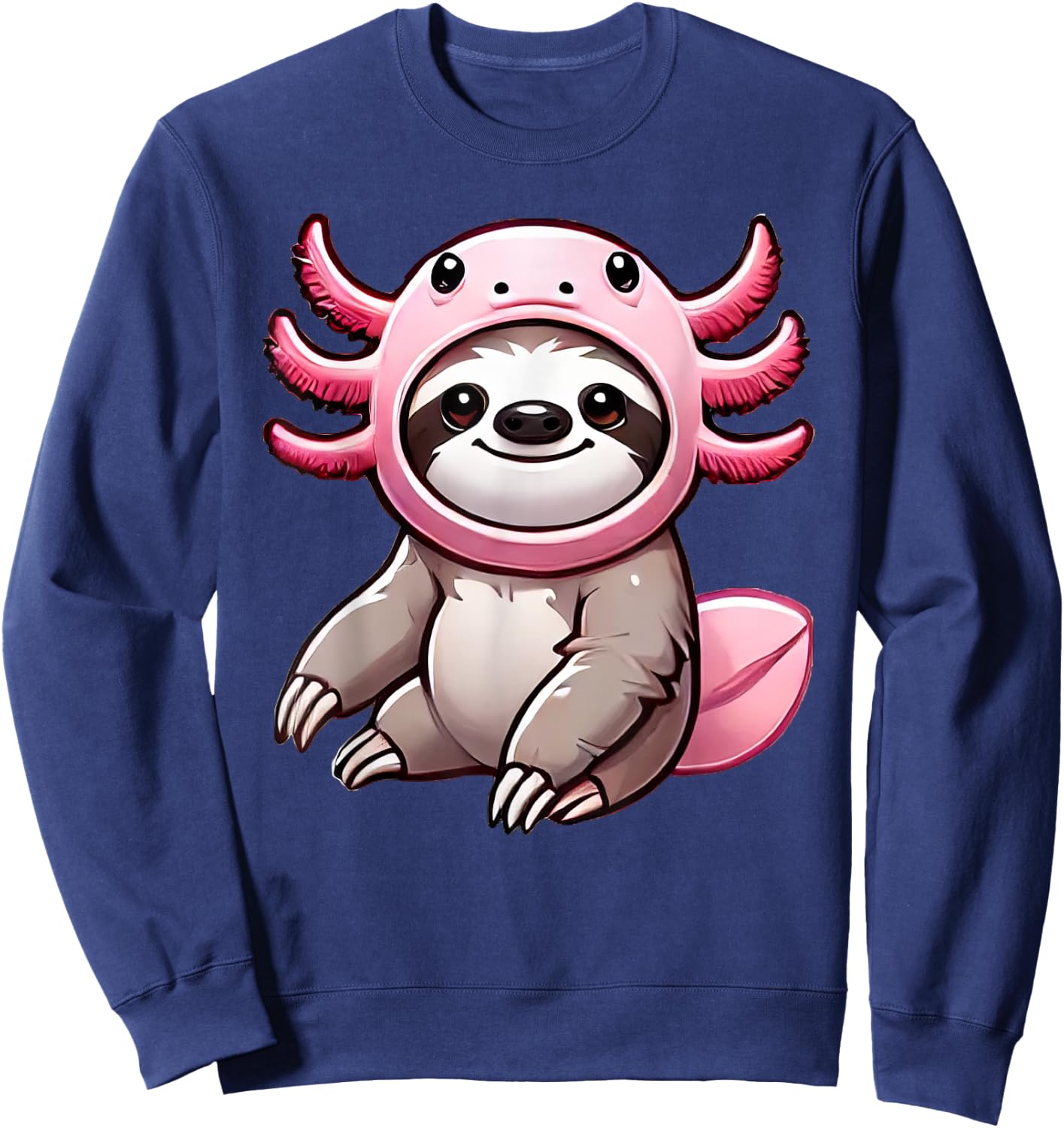 Kawaii Sloth Axolotl Costume Sweatshirt - Sweatshirt | Navy