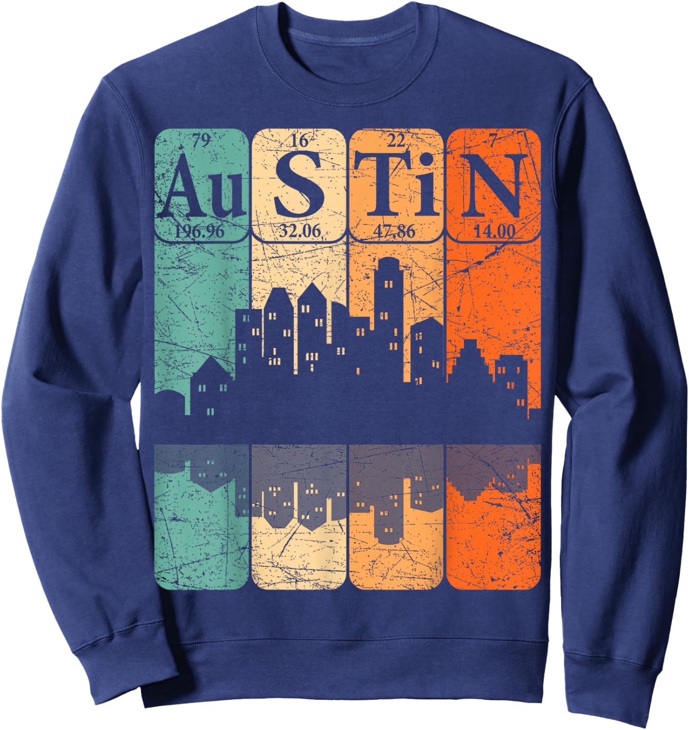 Austin Periodic Table Elements Austin Skyline Retro Sweatshirt - Sweatshirt | Navy