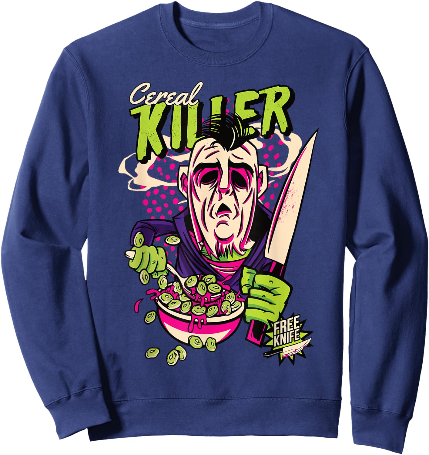 Müsli Killer Retro Horror Serienmörder Dark Humor Comic Sweatshirt - Sweatshirt | Navy