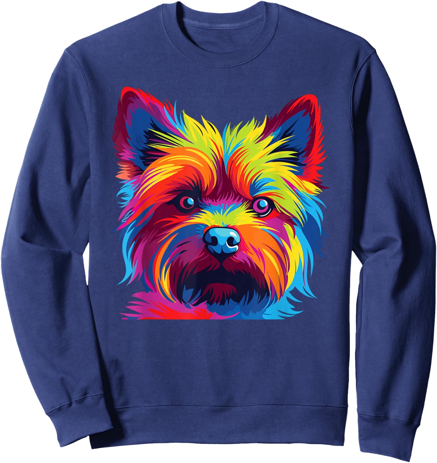 Watercolor Colorful Norwich Terrier Dog Sweatshirt - Sweatshirt | Navy