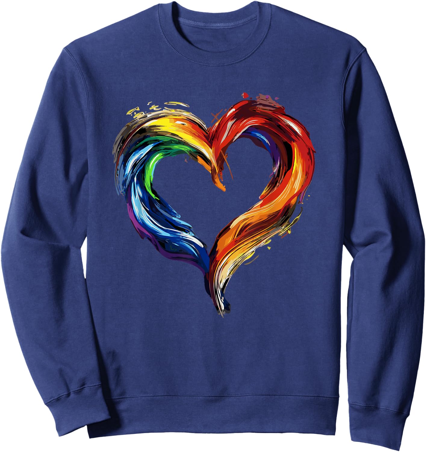 LGBTQ Rainbow Heart Art Painting Equality Love Sweatshirt - Sweatshirt | Navy