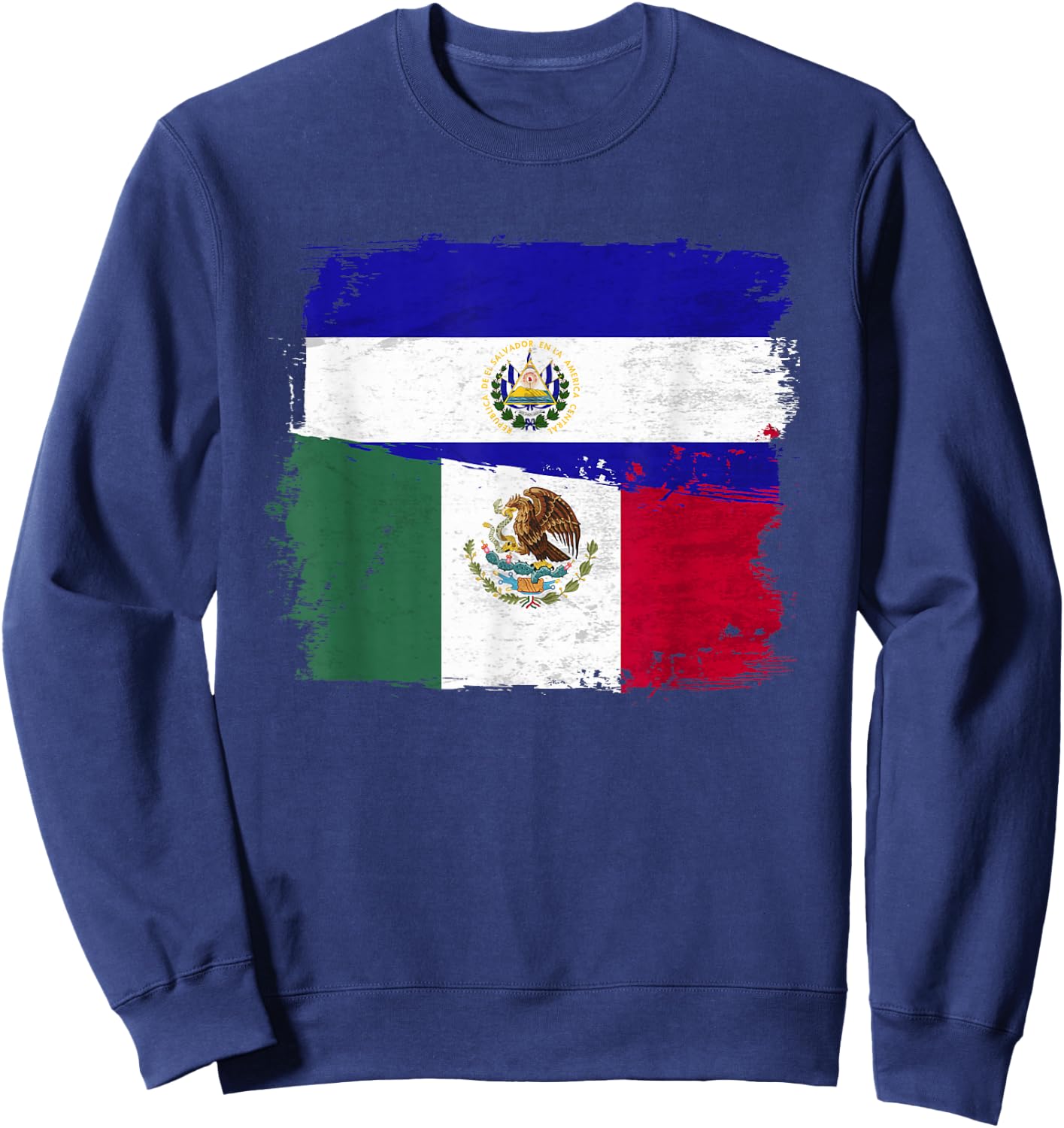 MEXICAN El Salvador Flag Half Mexican El Salvadoria Flag Sweatshirt - Sweatshirt | Navy