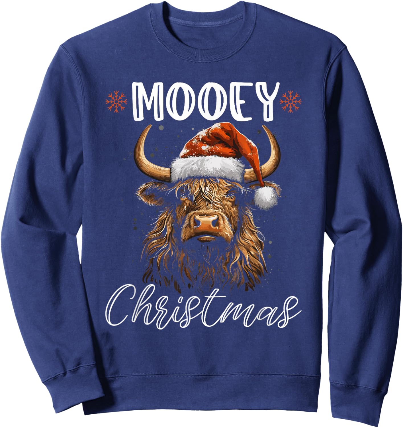 Christmas Highland Cow, Mooey Christmas Western Girl Country Sweatshirt - Sweatshirt | Navy