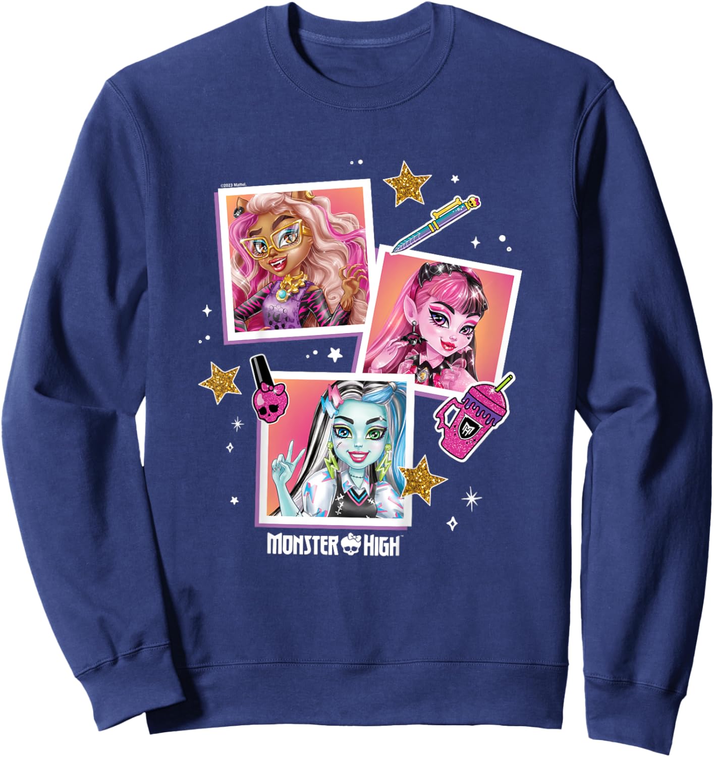Kinder Monster High – Student – Foto Charakter Raster Sweatshirt - Sweatshirt | Navy
