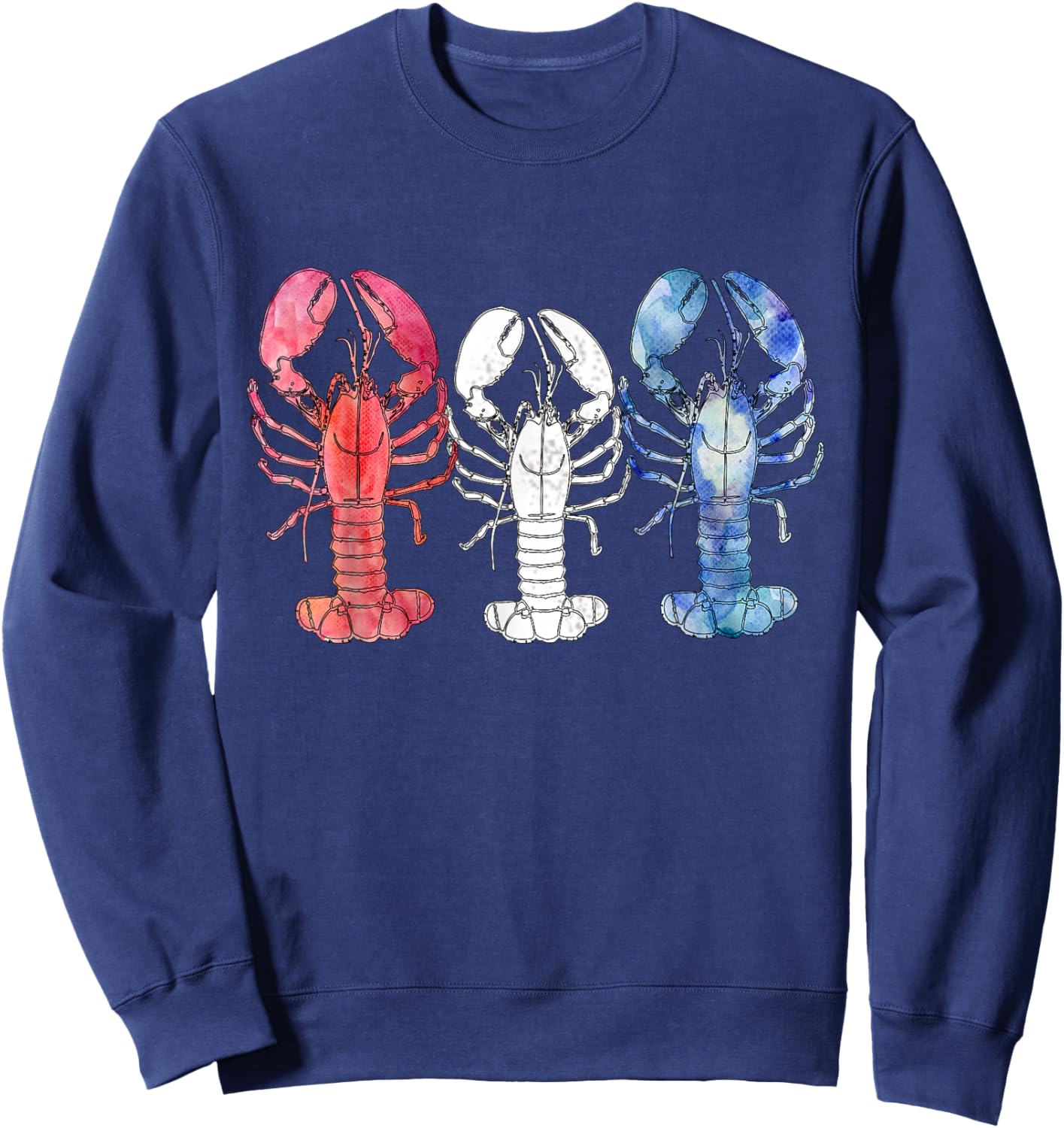 American Blue, White and Red Cool Lobsters Design Sweatshirt - Sweatshirt | Navy