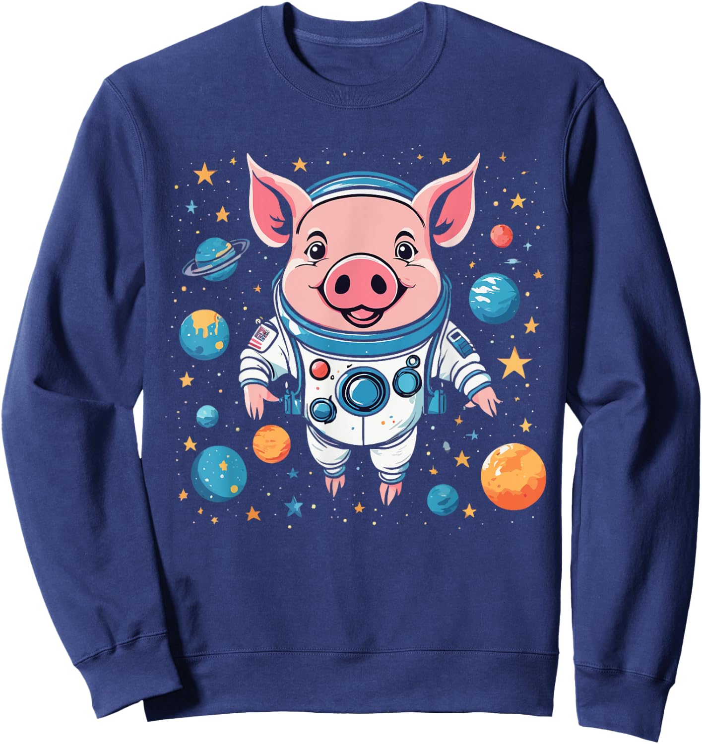 Pig in Space - Cute Funny Astronaut Pig with Planets STEM Sweatshirt - Sweatshirt | Navy