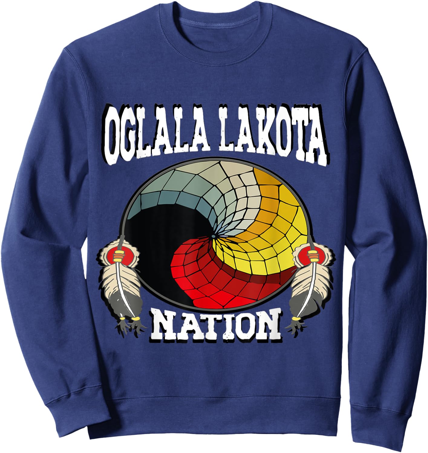 Native American Nation Medicine Wheel Oglala Lakota , Black, S Sweatshirt - Sweatshirt | Navy