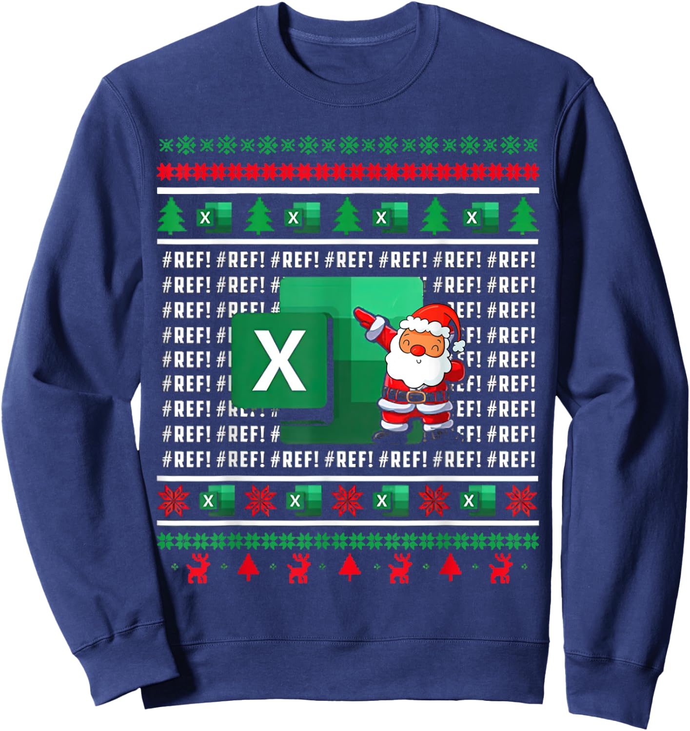 Excel REF Error Spreadsheet Ugly Christmas Sweater Sweatshirt - Sweatshirt | Navy