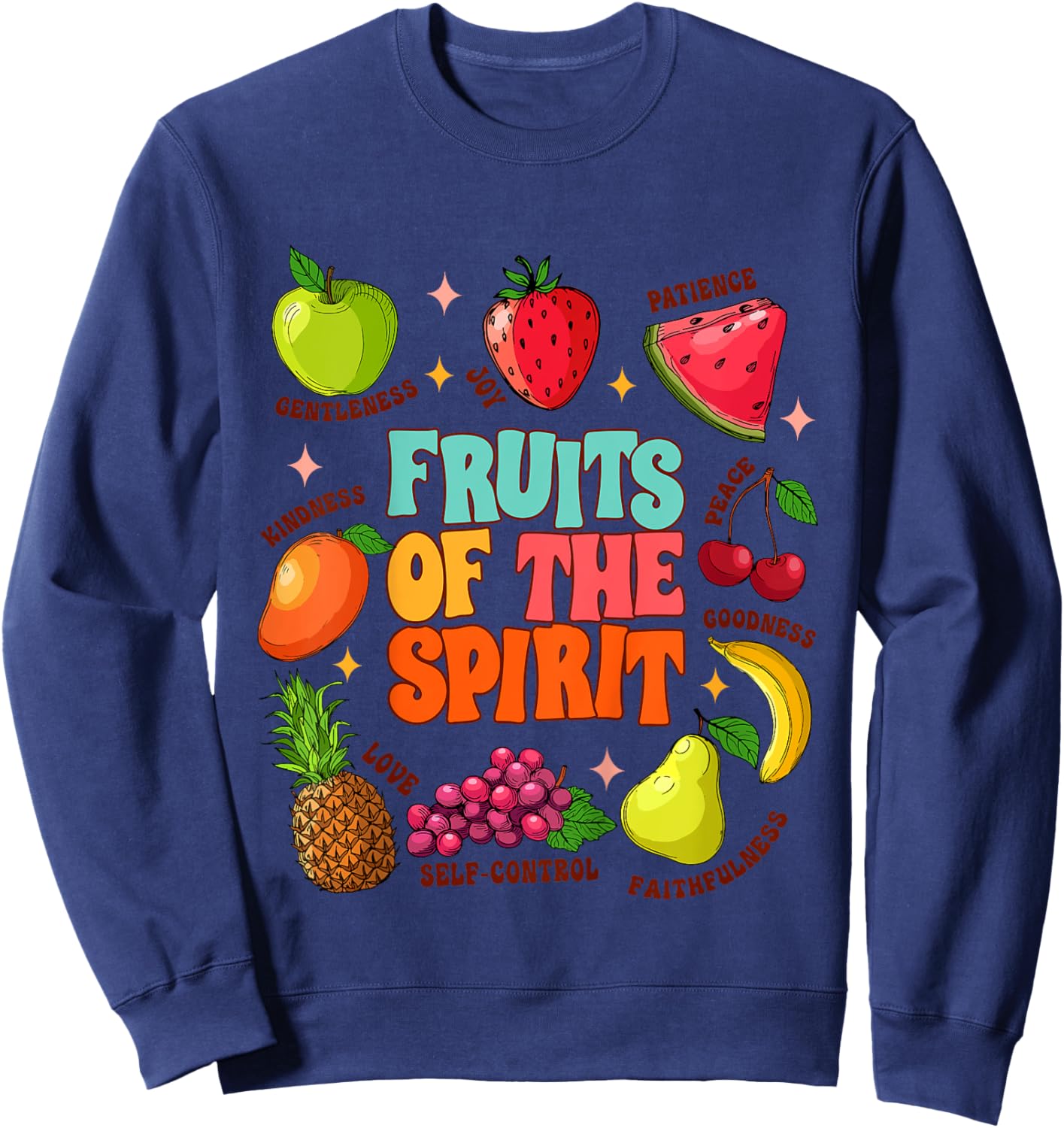 Kids Cute Christian Religious Baby Girl Boy Fruits Of The Spirit Sweatshirt - Sweatshirt | Navy