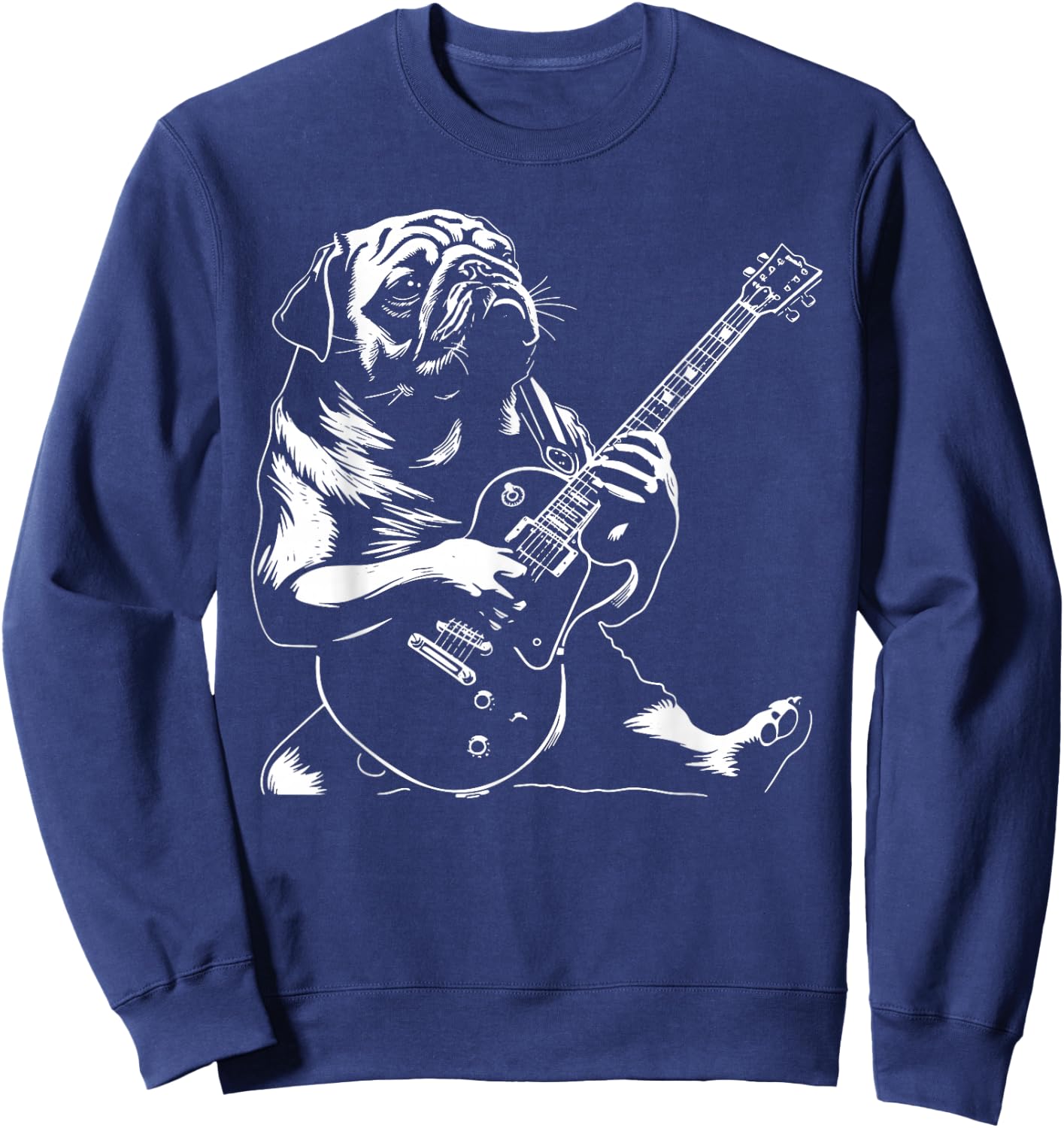 Dog Guitarist Guitar - Pug Dad Mom Women Sweatshirt - Sweatshirt | Navy