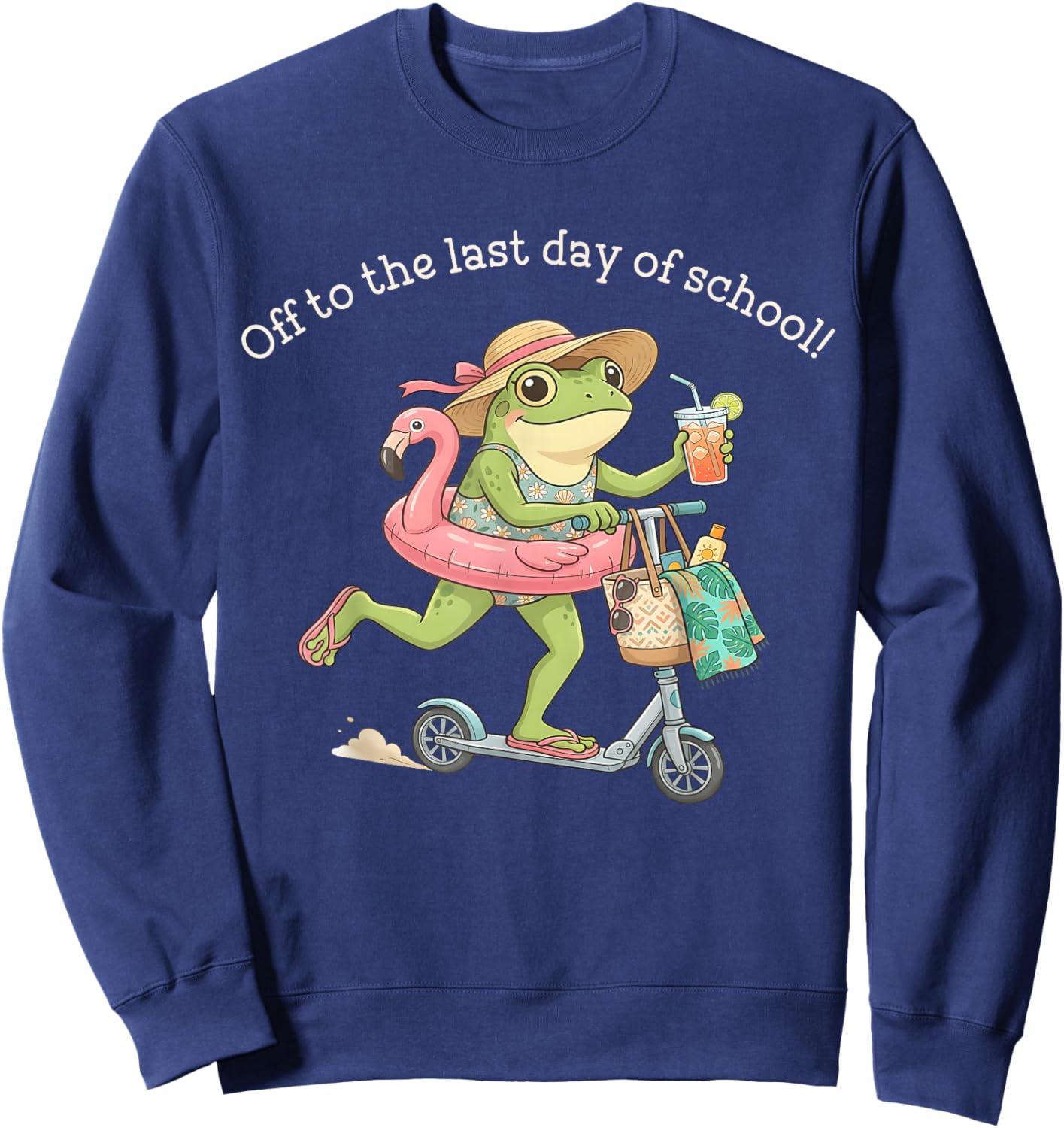 Last Day of School Teacher Kindergarten Frog Summer Break Sweatshirt - Sweatshirt | Navy