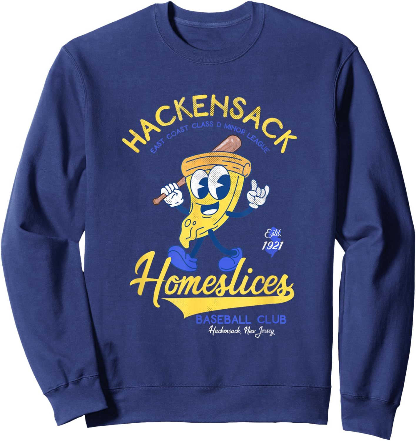Hackensack Homeslices Retro Minor League Baseball Team Sweatshirt - Sweatshirt | Navy