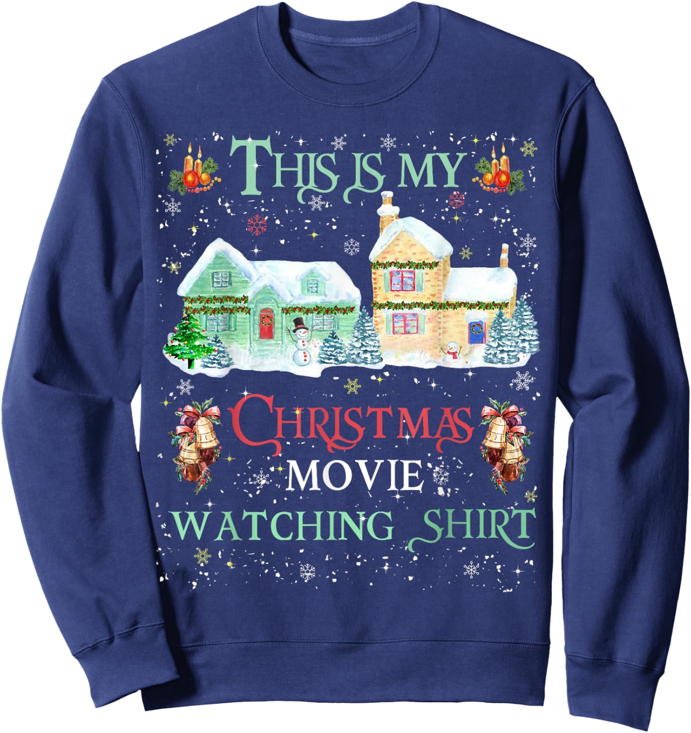Christmas Movie Watching Shirt Family Matching Xmas Sweatshirt - Sweatshirt | Navy