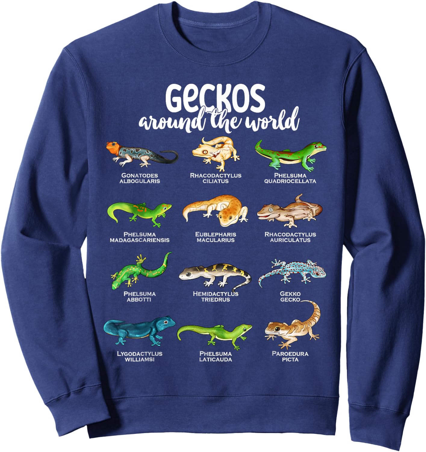 Geckos around the world - Types of Geckos Sweatshirt - Sweatshirt | Navy