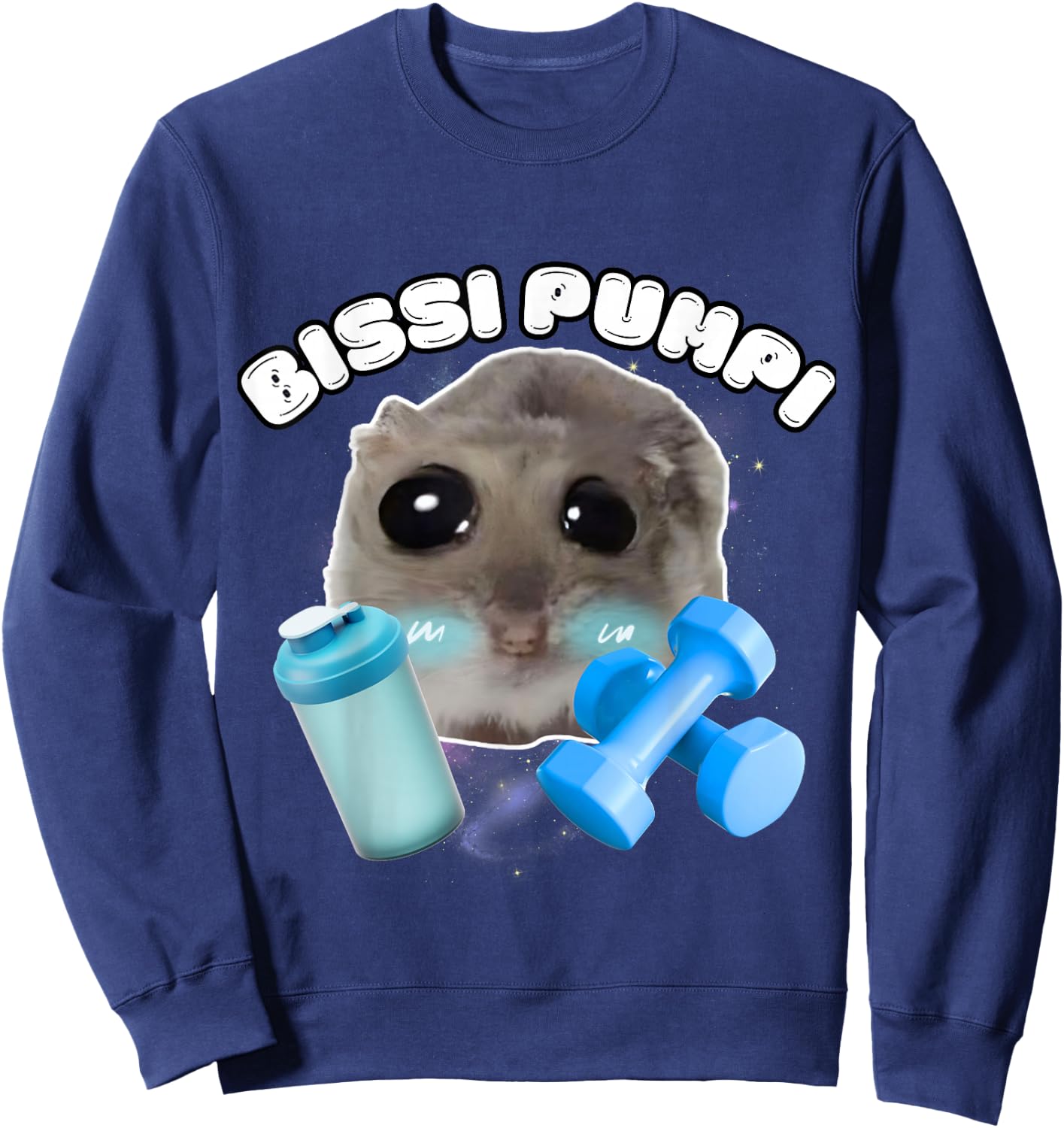 Bissi Pumpi Funny Sad Hamster Cute Hamstie , black Sweatshirt - Sweatshirt | Navy
