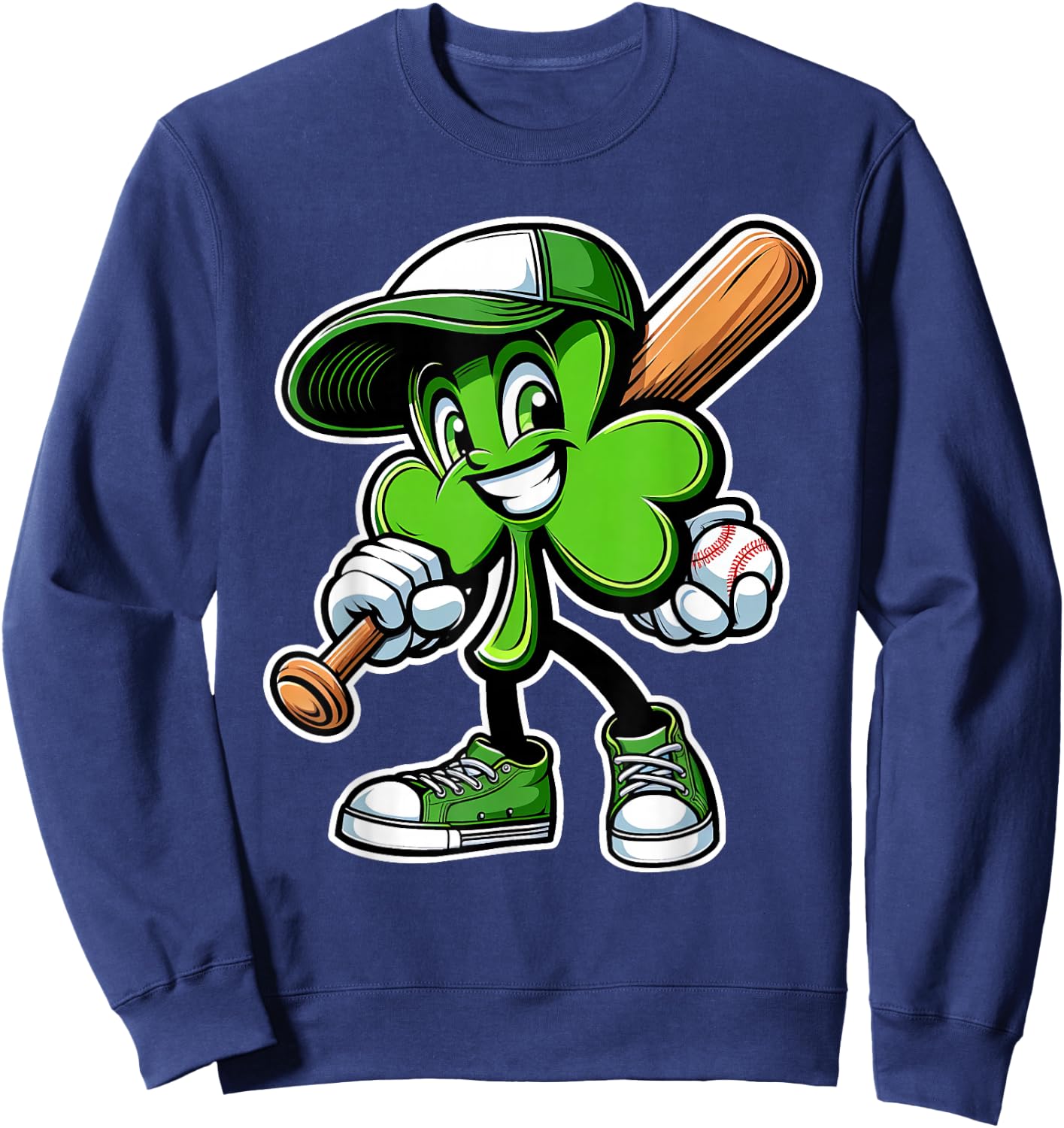 Dabbing Shamrock Baseball Boys Girls St Patricks Day Sweatshirt - Sweatshirt | Navy