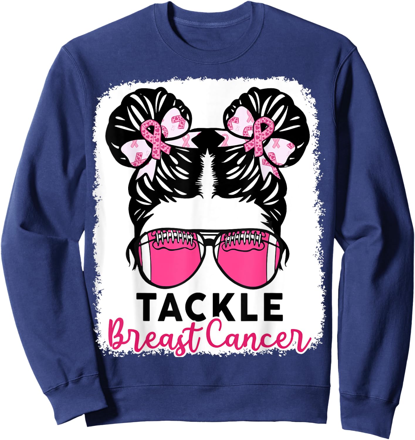 Tackle Breast Cancer Awareness Football Shirt Kid Youth Girl Sweatshirt - Sweatshirt | Navy