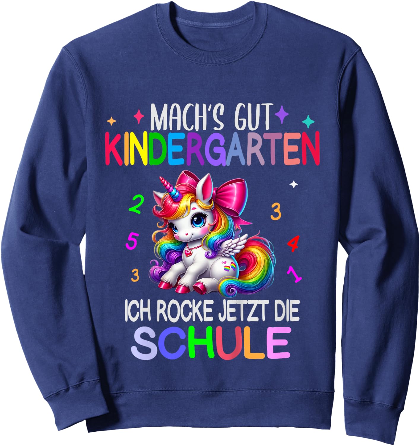 Kinder Ich Rocke jetzt die Schule Kita Abgänger Schulanfang Einhorn Sweatshirt - Sweatshirt | Navy