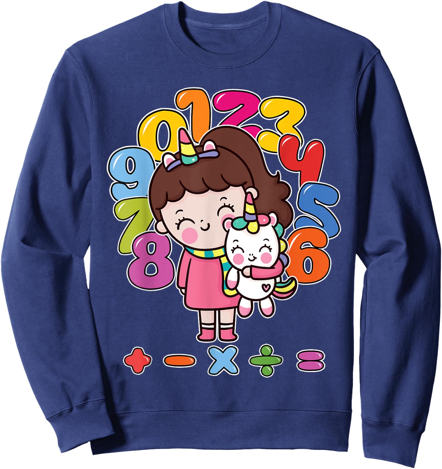 Number day maths day unicorn girl kids costume number day Sweatshirt - Sweatshirt | Navy