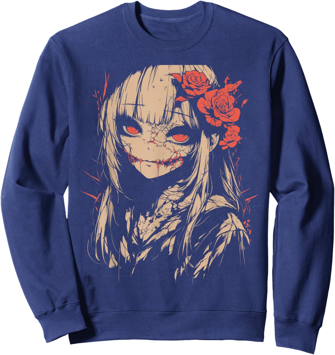 Horror Anime Manga | Japan Japanese Creepy Kawaii Goth , black Sweatshirt - Sweatshirt | Navy