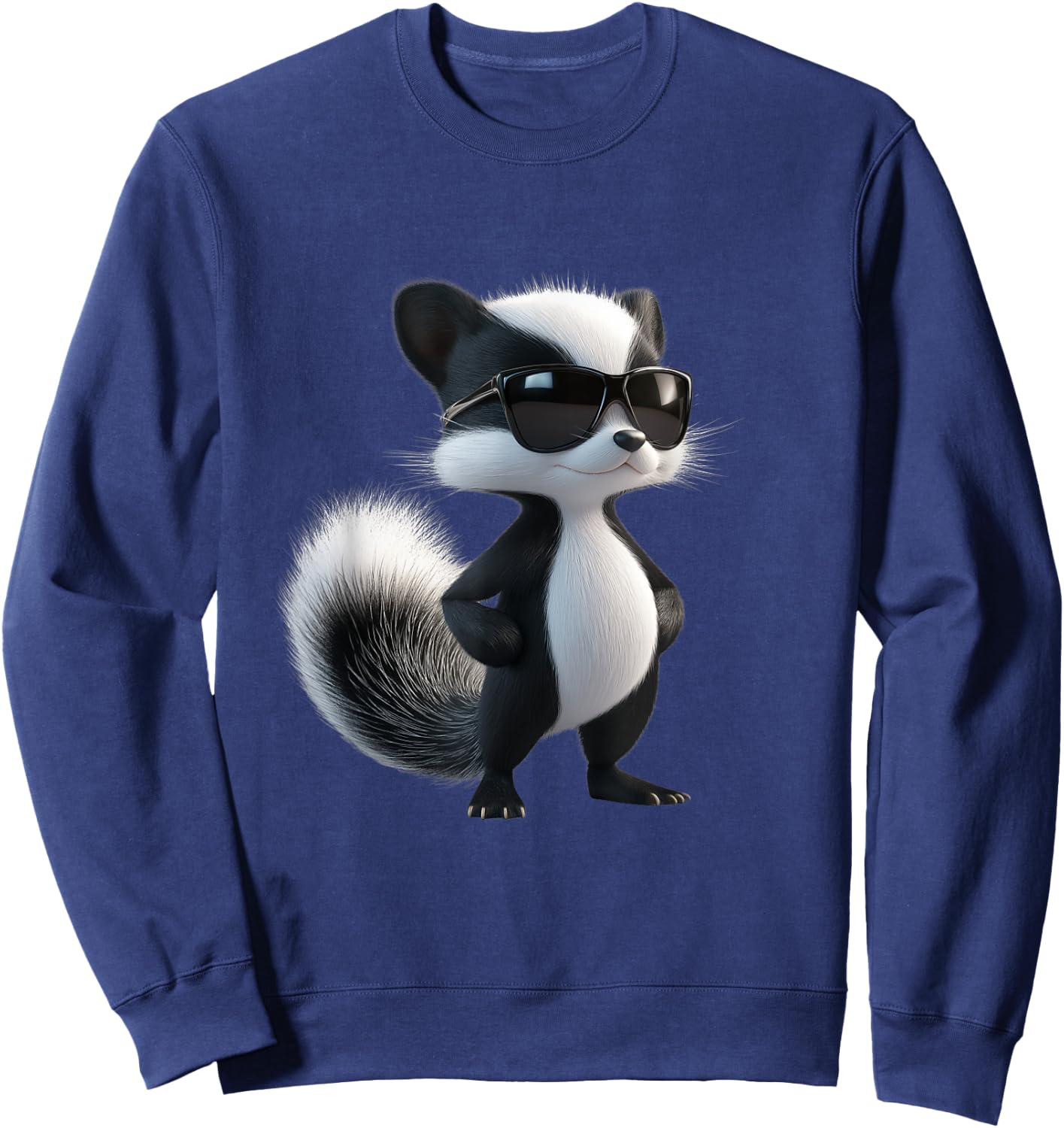 Skunk with Sunglasses - Funny Skunk , black Sweatshirt - Sweatshirt | Navy