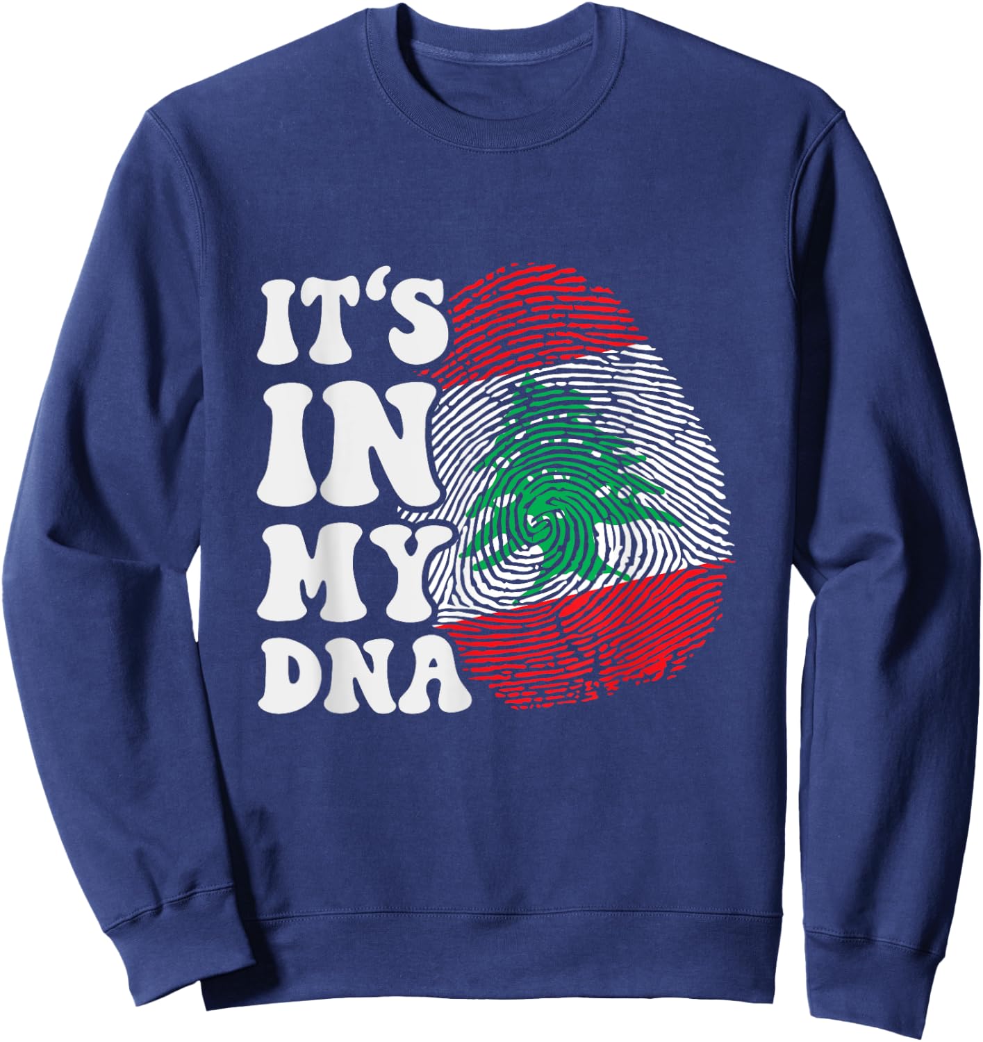 Funny It's in My DNA Flag of Lebanon Fingerprint , Black, S Sweatshirt - Sweatshirt | Navy