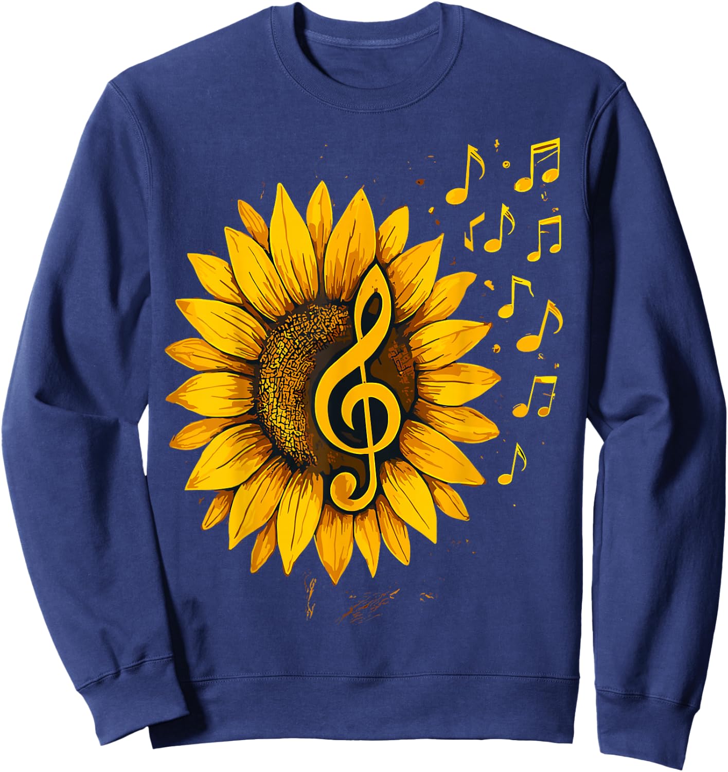 Sunflower Music Notes– Treble Clef Floral Musician Sweatshirt - Sweatshirt | Navy